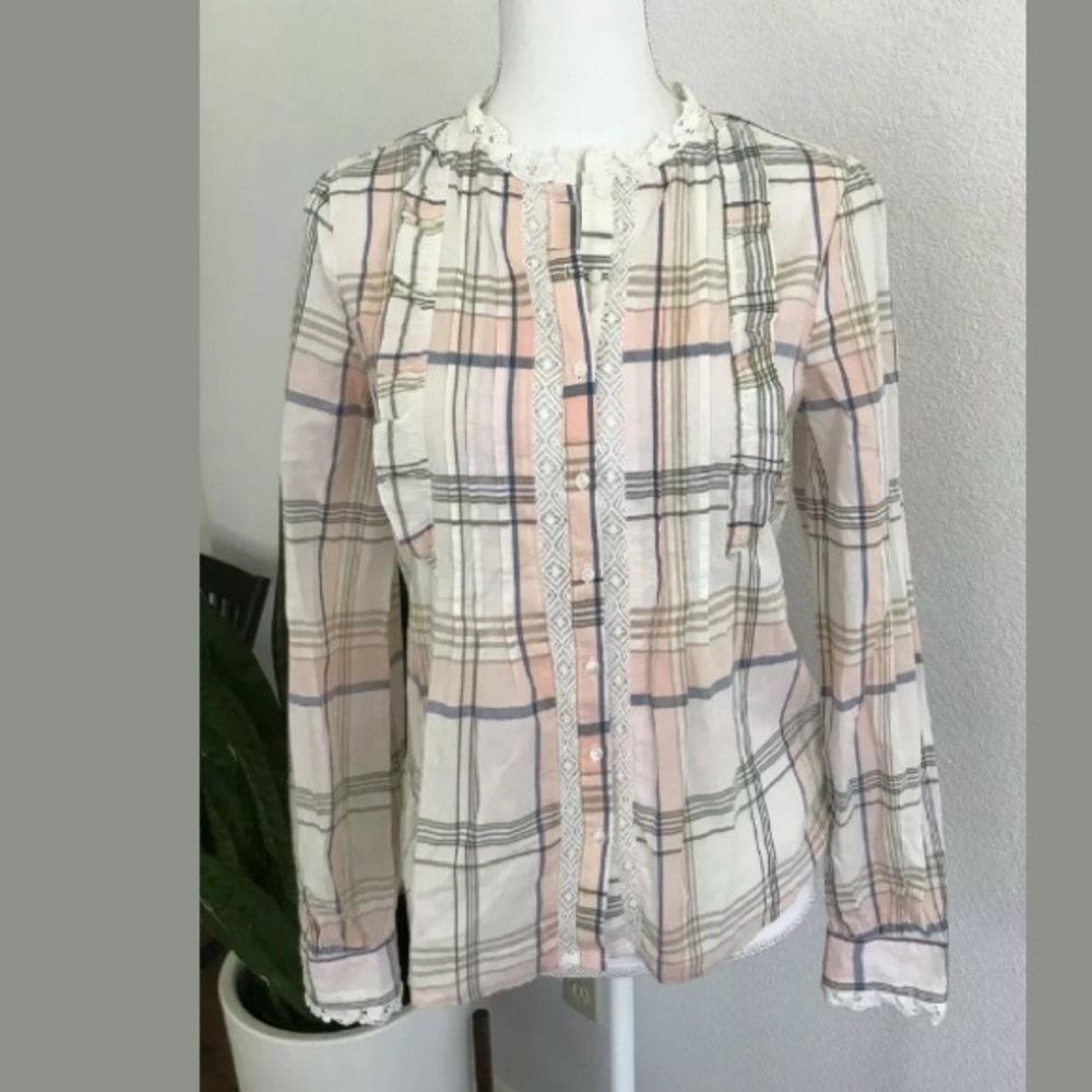 M&S Collection Plaid Button Up Shirt Size 4